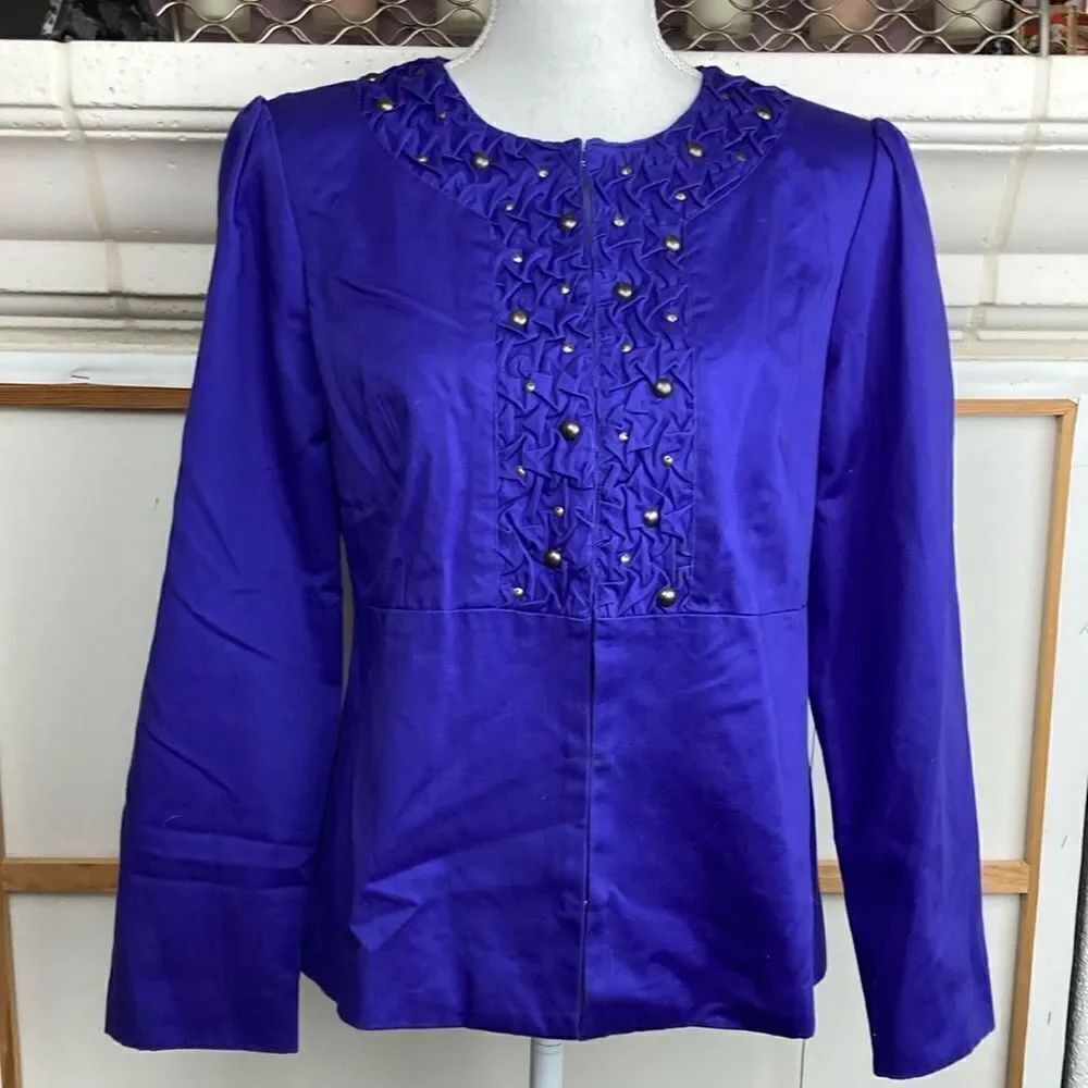 Birch Hill BNWT sharp silhouette studded purple/indigo blazer